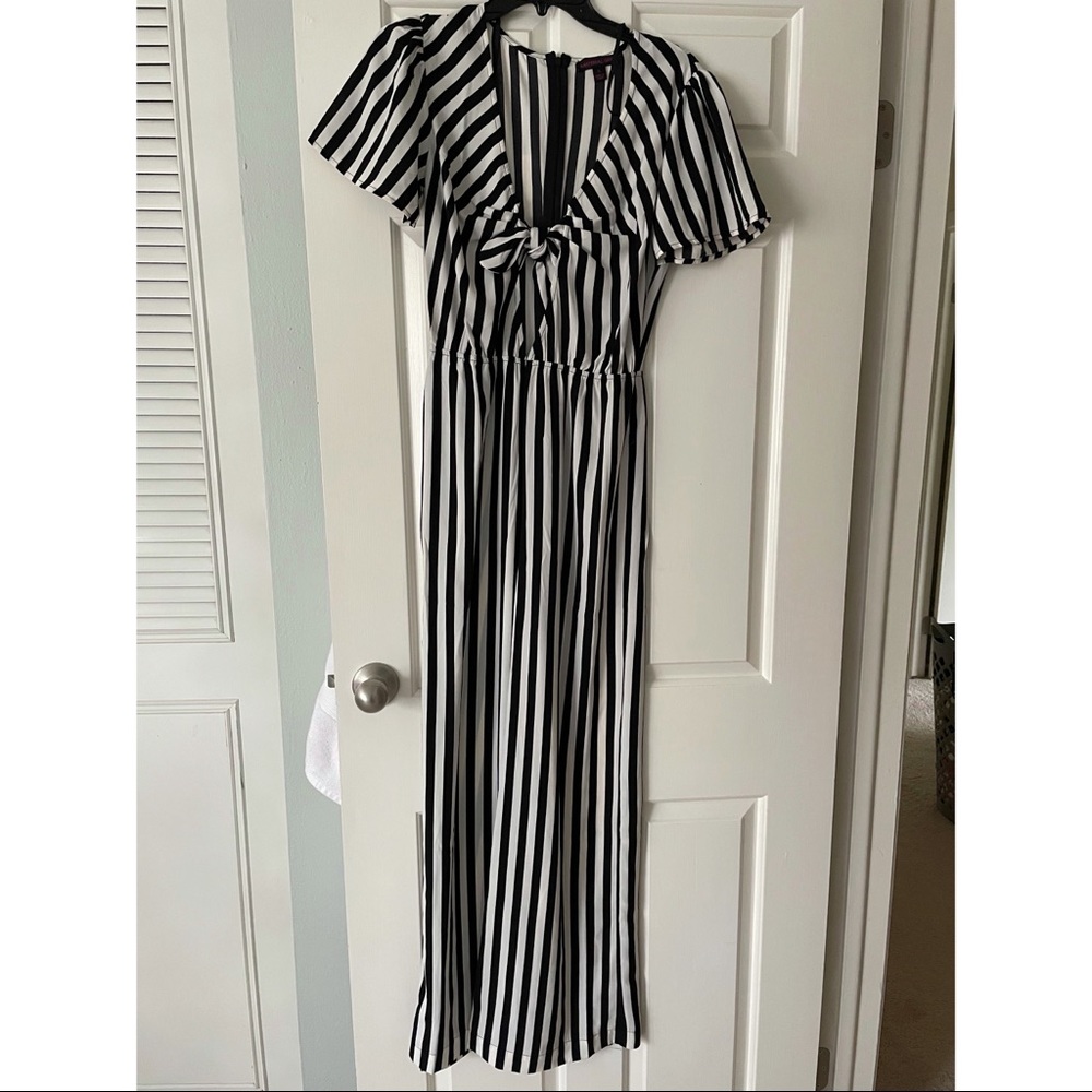 Black and white Striped jumpsuit